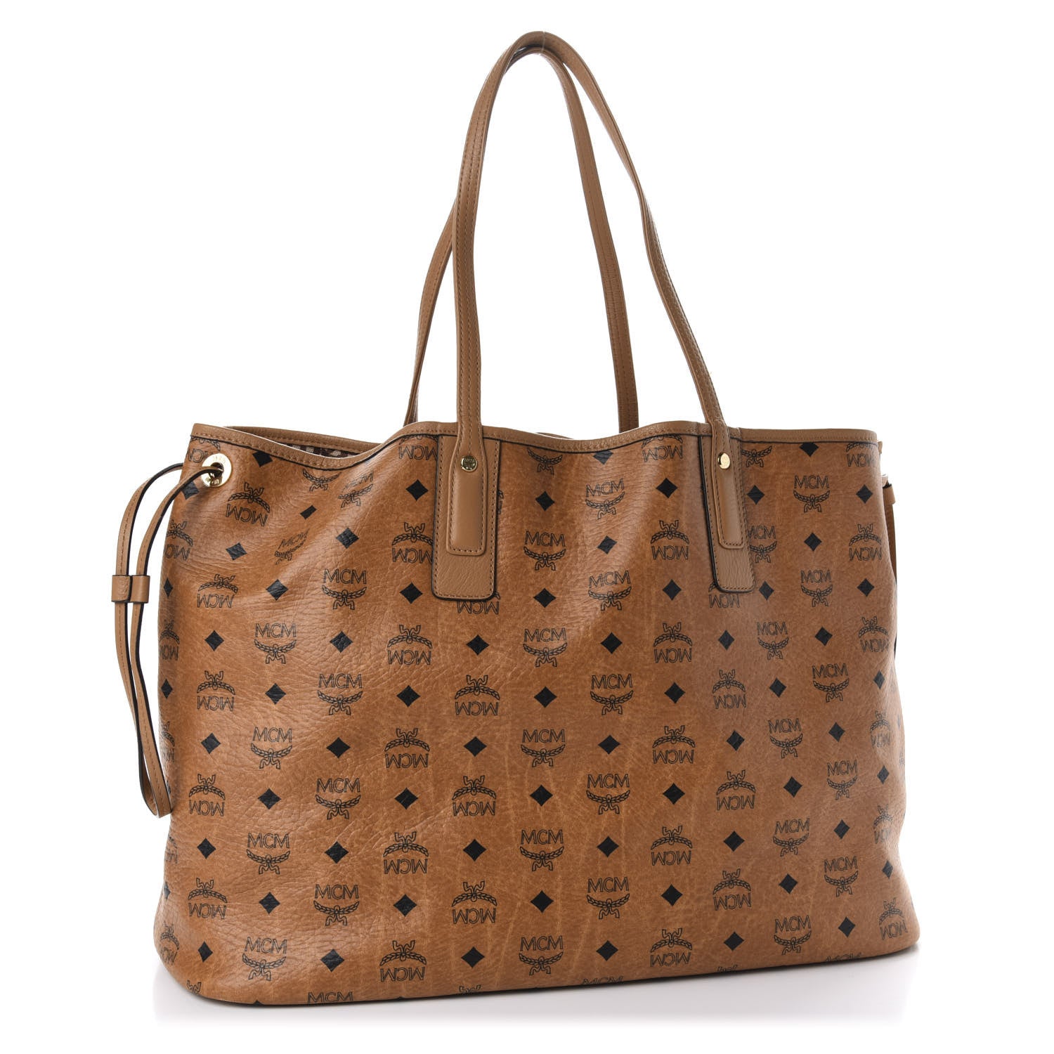 MCM Visetos Large Liz Reversible Shopper Tote Cognac 3 of 15