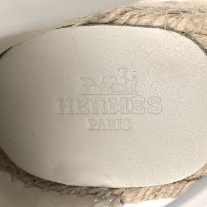 Hermes Calfskin Tipoli Espadrille Wedges 38 White 9 of 12