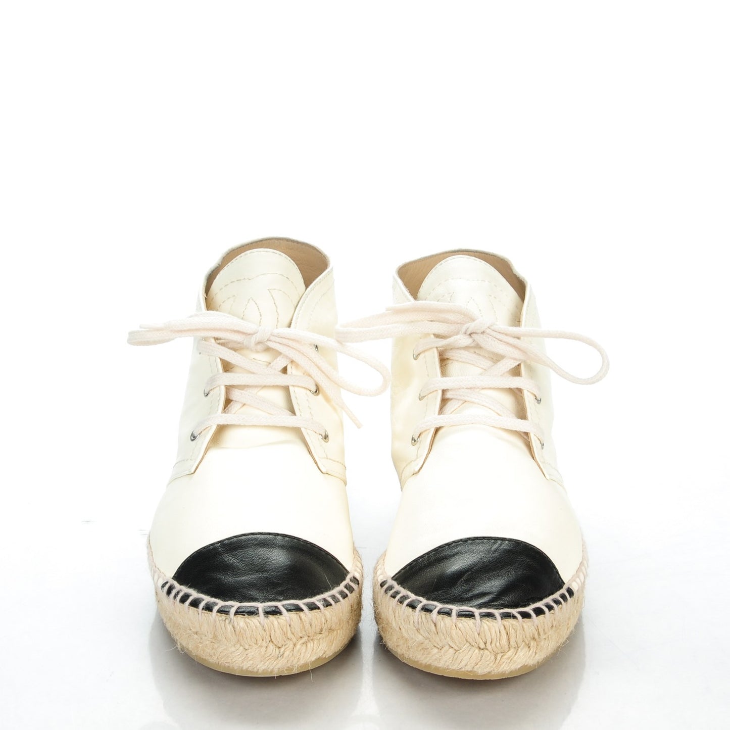 Lambskin Cap Toe Lace Up Espadrilles 39 White Black