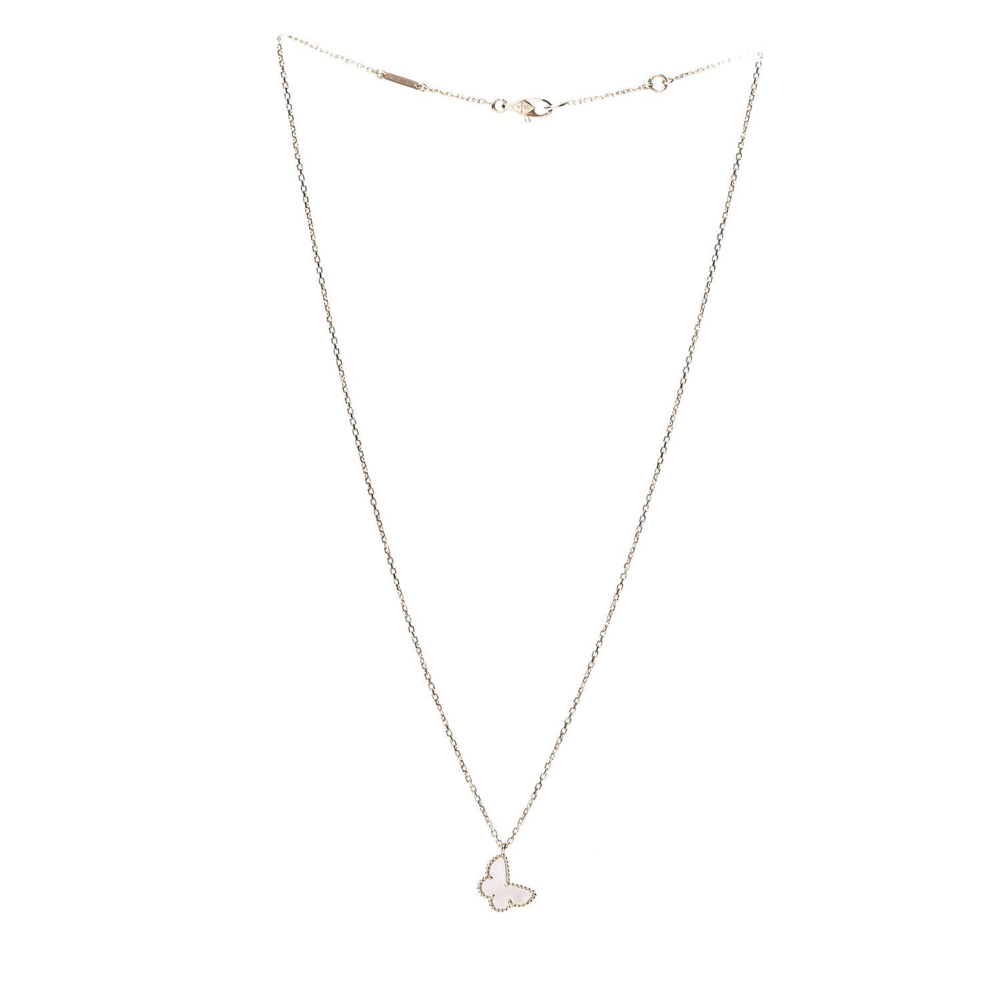 18K Yellow Gold Mother of Pearl Sweet Alhambra Butterfly Pendant Necklace
