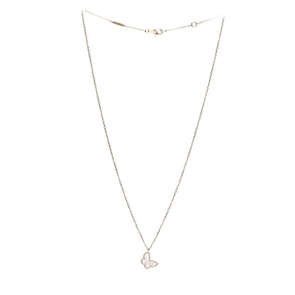 Van Cleef & Arpels 18K Yellow Gold Mother of Pearl Sweet Alhambra Butterfly Pendant Necklace 3 of 7