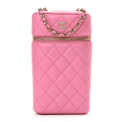 Chanel Caviar Quilted Phone Holder With Chain Pink 1 of 16