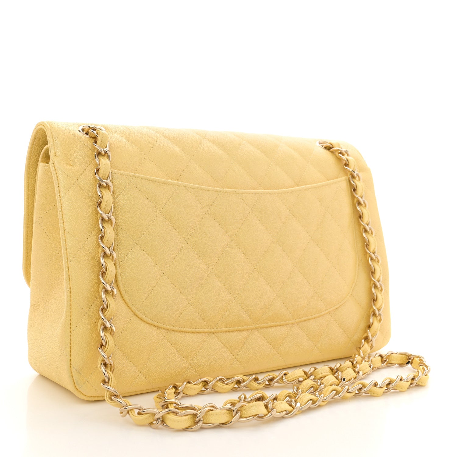 Chanel Iridescent Caviar Quilted Jumbo Double Flap Jaune Yellow 3 of 10
