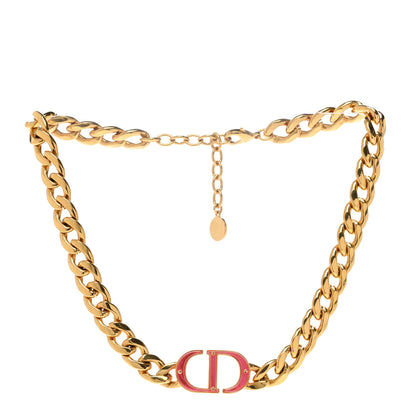 Christian Dior Metal CD Choker Necklace Gold Pink 3 of 5
