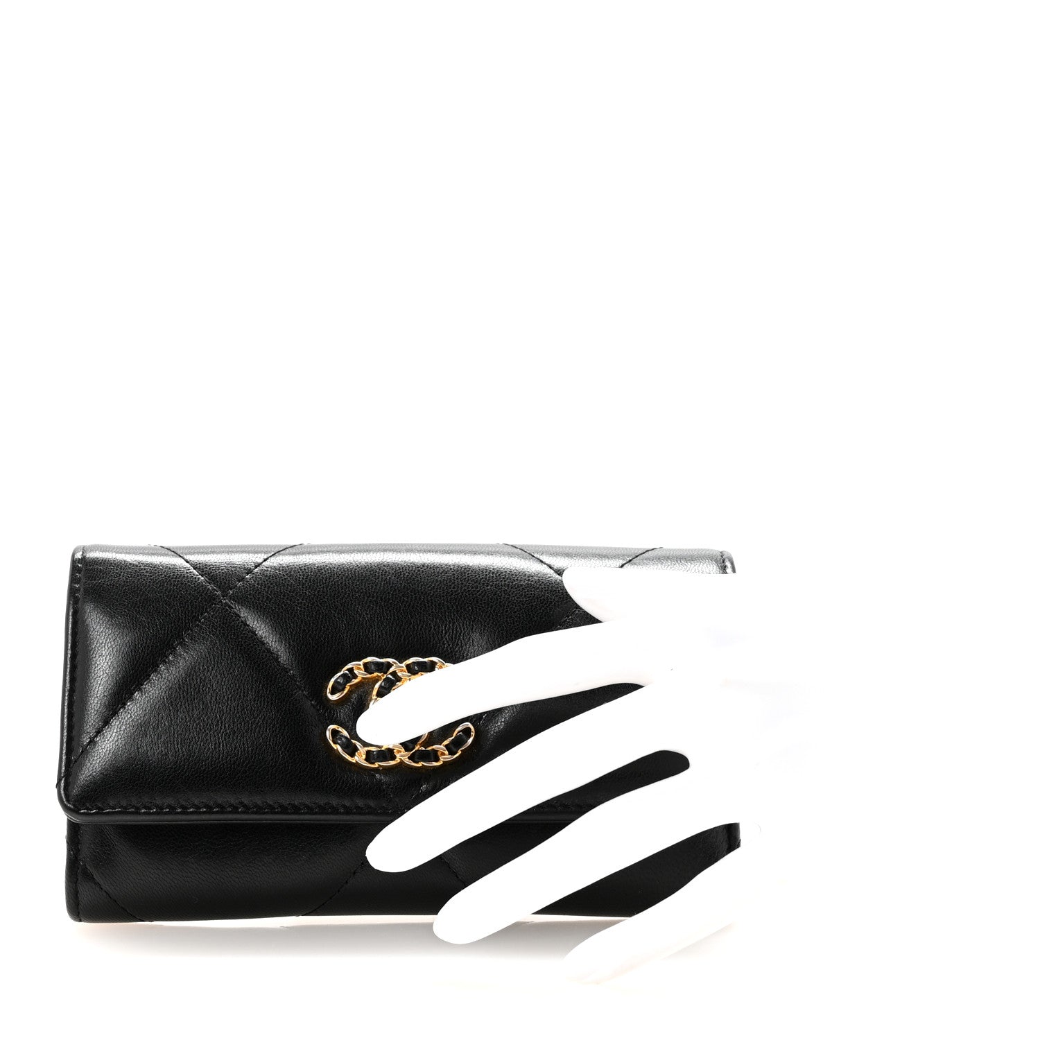 Chanel Lambskin Quilted Chanel 19 Flap Wallet Black 2 of 9