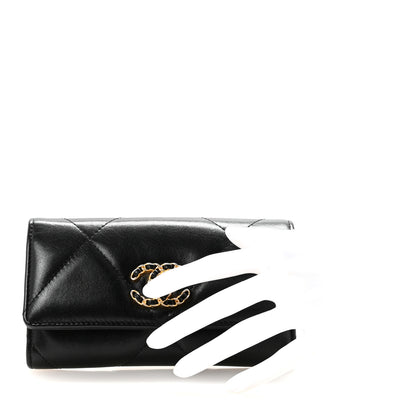 Chanel Lambskin Quilted Chanel 19 Flap Wallet Black 2 of 9