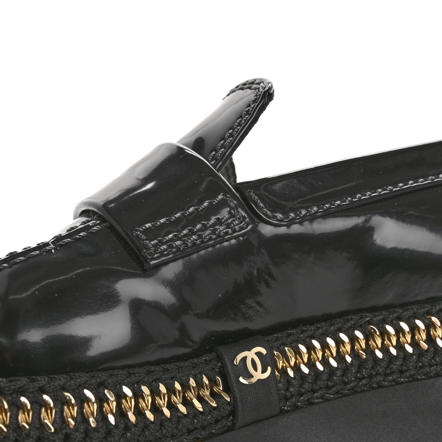 Chanel Shiny Calfskin Platform Loafers 37 Black 10 of 13
