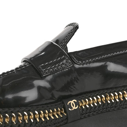 Chanel Shiny Calfskin Platform Loafers 37 Black 10 of 13