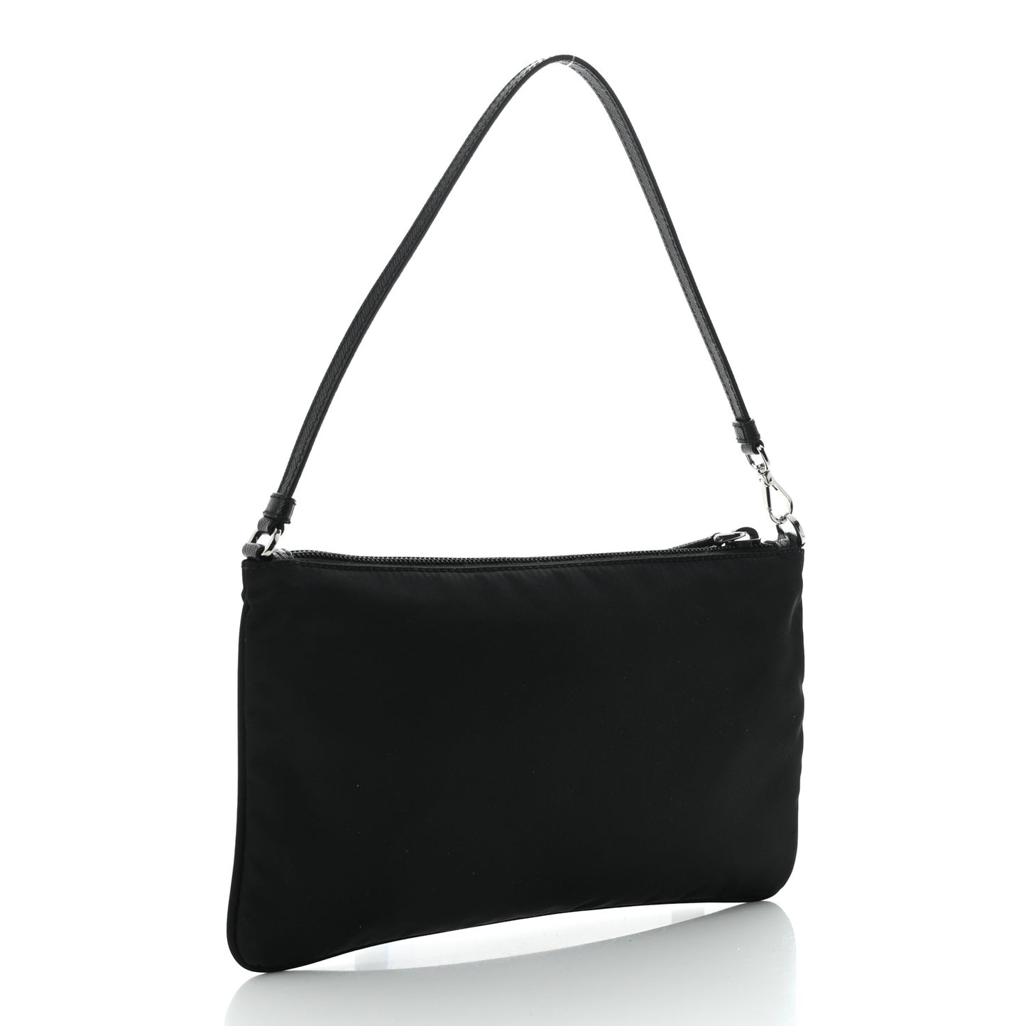 Tessuto Nylon Saffiano Flat Pochette Black