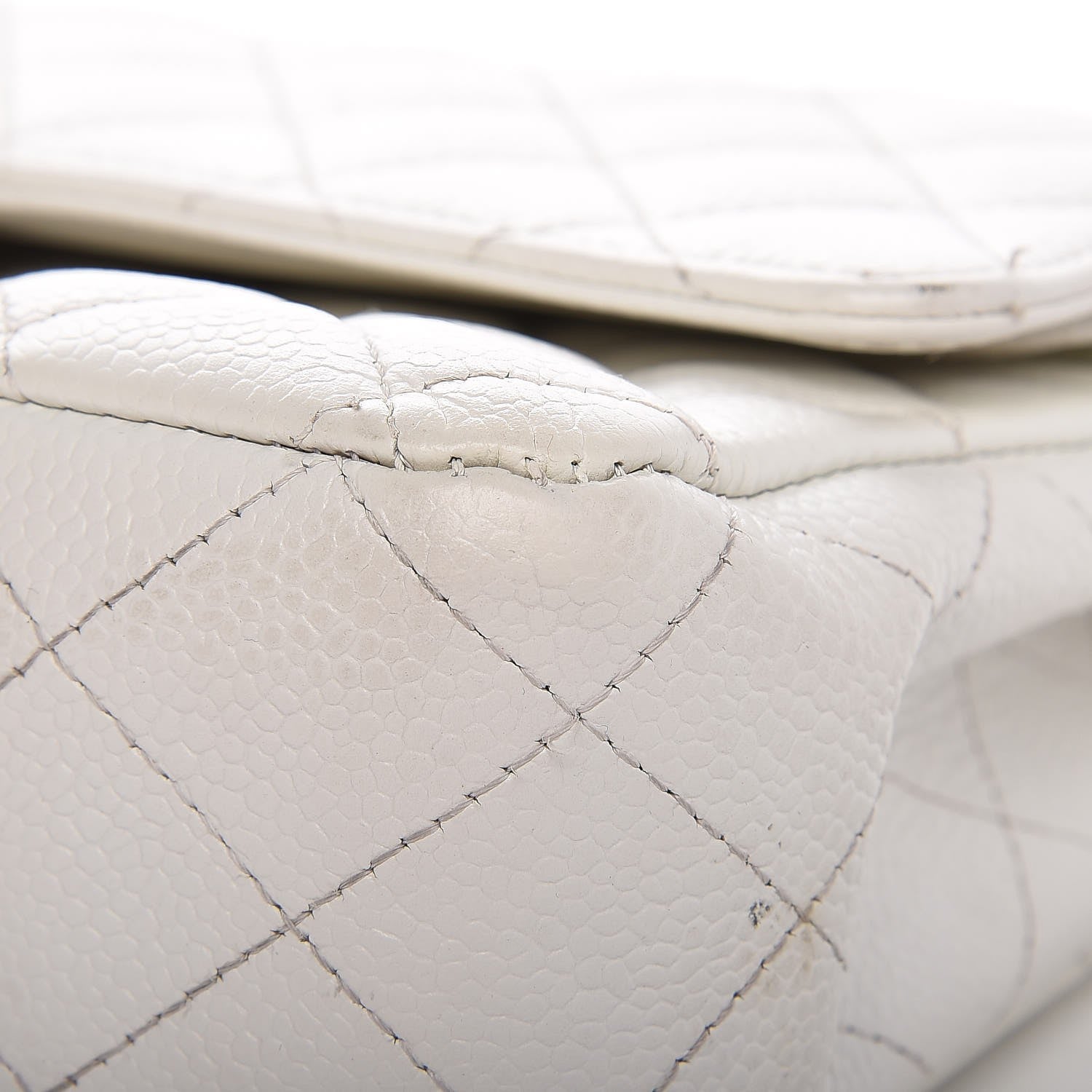 Chanel Caviar Quilted Medium Double Flap White 10 of 13