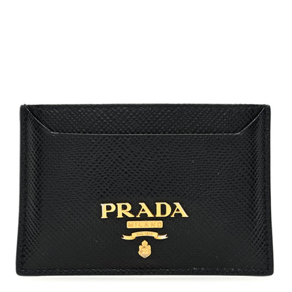 Prada Saffiano Metal Card Case Black 1 of 7