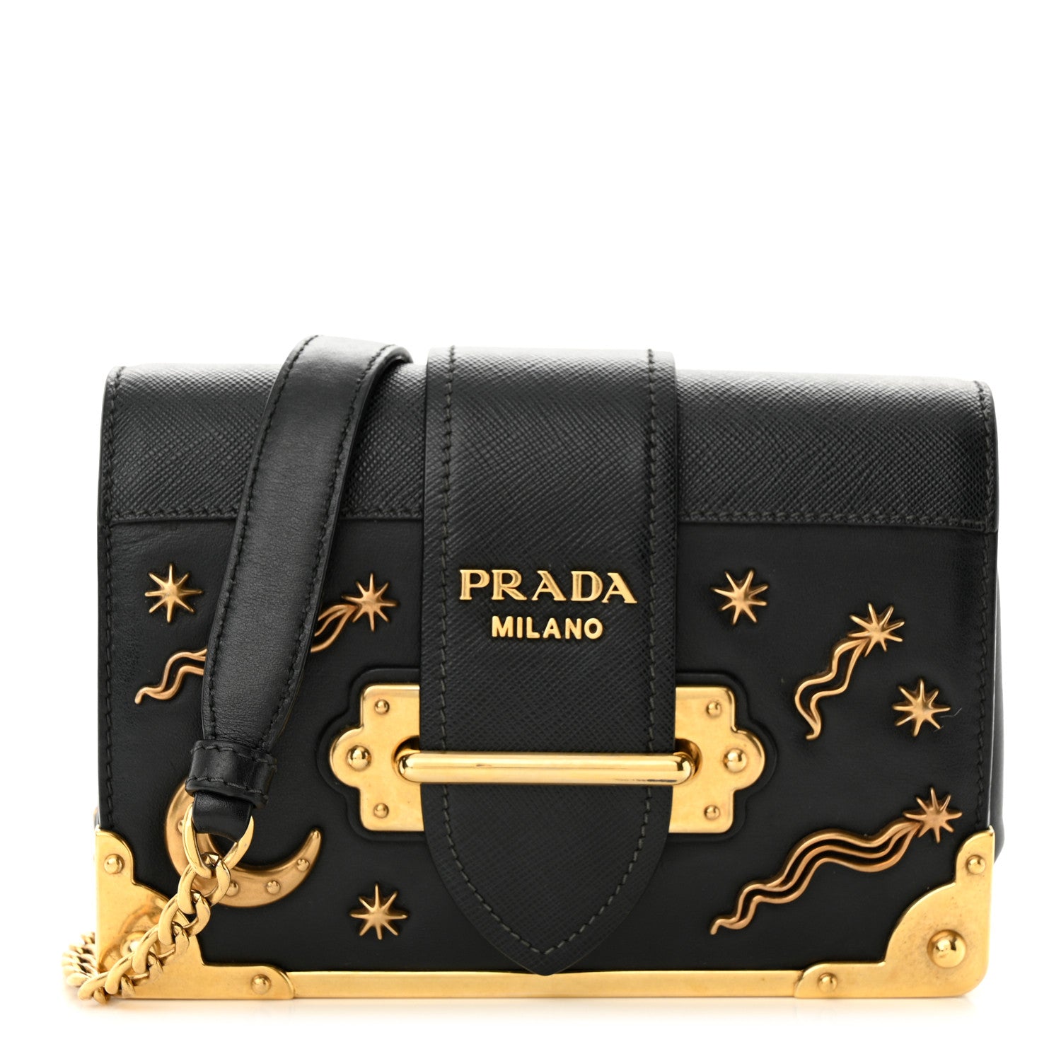 Prada City Calf Saffiano Cahier Astrology Bag Black 1 of 11