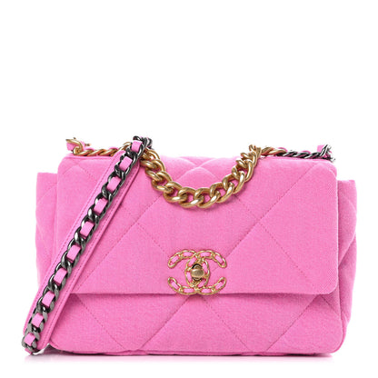 Chanel Denim Quilted Medium Chanel 19 Flap Neon Pink 1 of 10