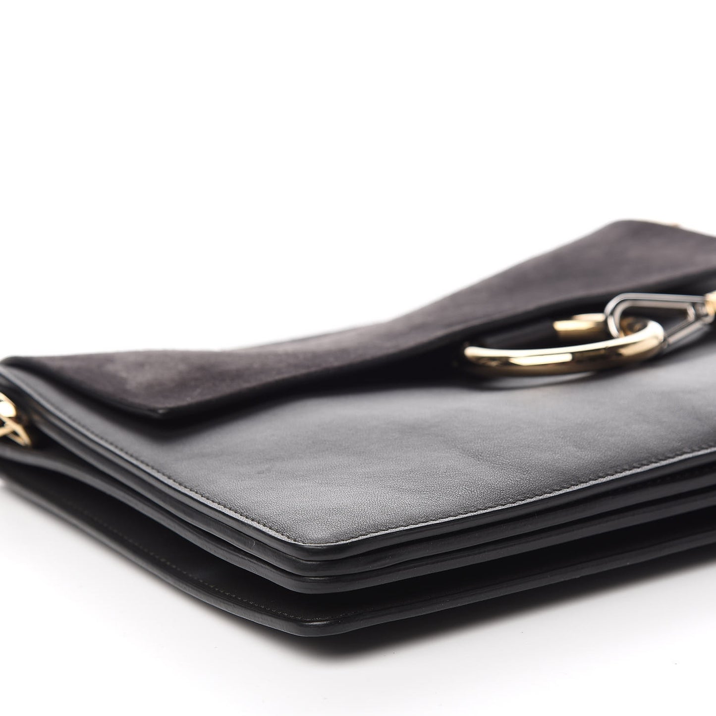 Calfskin Suede Medium Faye Shoulder Bag Carbon Grey