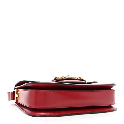 Gucci GG Supreme Monogram Azalea Calfskin Horsebit 1955 Shoulder Bag Beige Ebony New Cherry Red 5 of 11