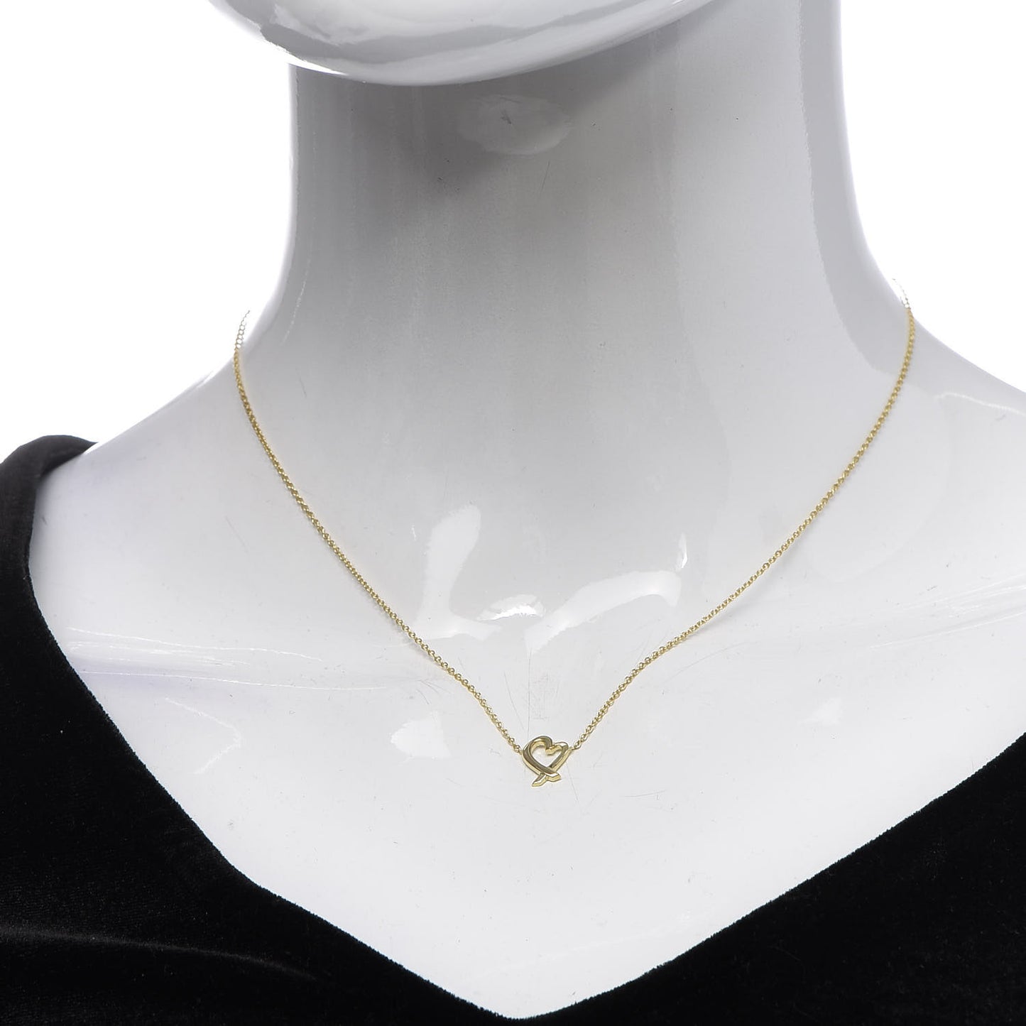 18K Yellow Gold Mini Paloma Picasso Loving Heart Pendant Necklace