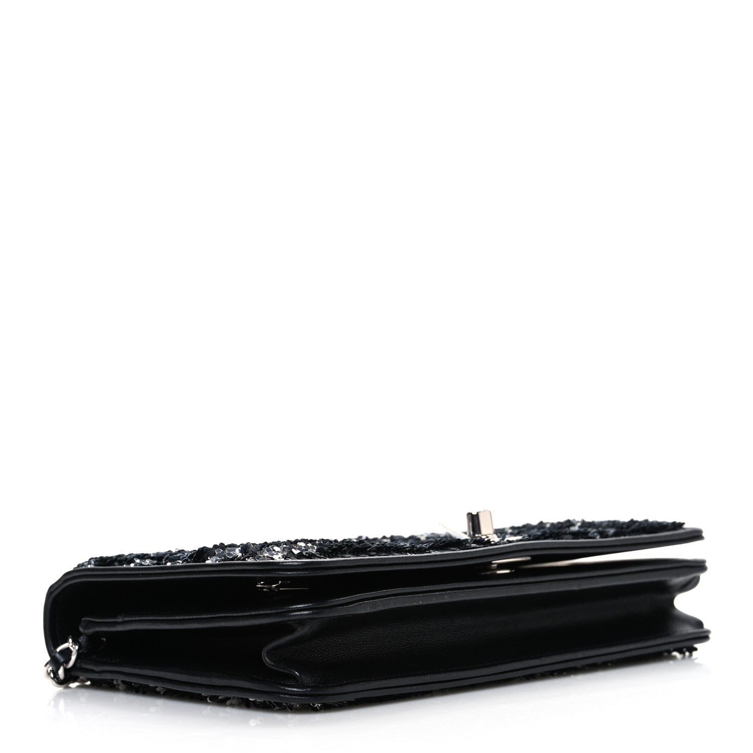 Chanel Sequin CC Wallet On Chain WOC Black 4 of 11