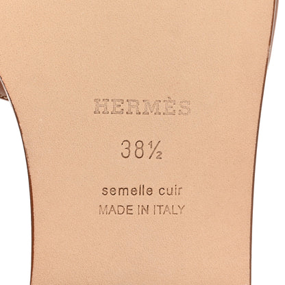 Hermes Box Calfskin Oran Sandals 38.5 Gold 6 of 9