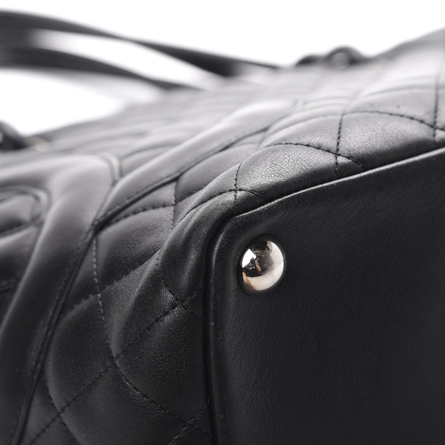 Calfskin Quilted Large Cambon Tote Black