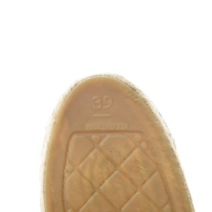 Chanel Lambskin Grosgrain Quilted CC Chain Espadrille Mules 39 Black Navy 7 of 11