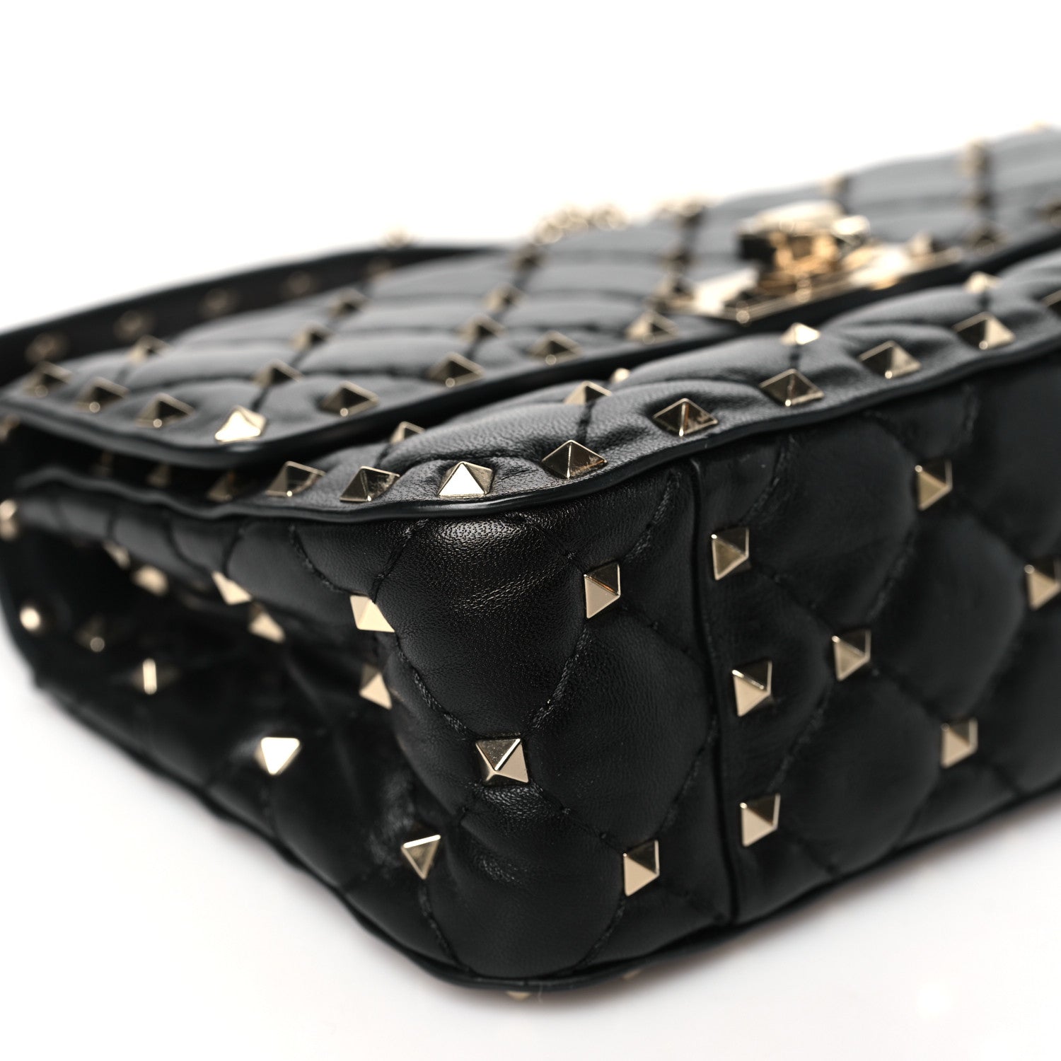 Valentino Garavani Craquele Nappa Small Rockstud Spike Shoulder Bag Black 8 of 9