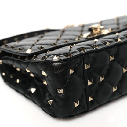 Valentino Garavani Craquele Nappa Small Rockstud Spike Shoulder Bag Black 8 of 9