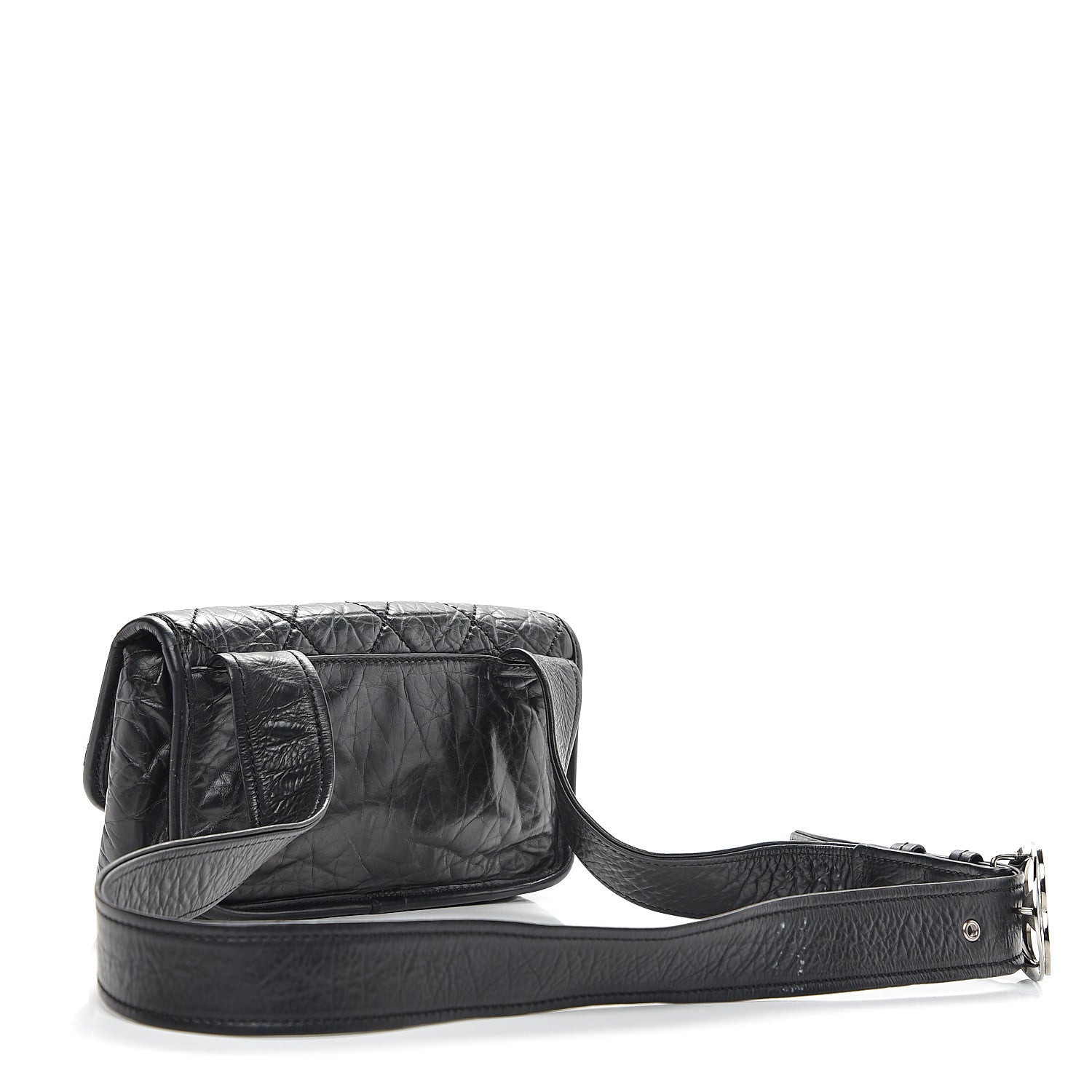 Chanel Distressed Lambskin Messenger Flap Bag Black 2 of 11