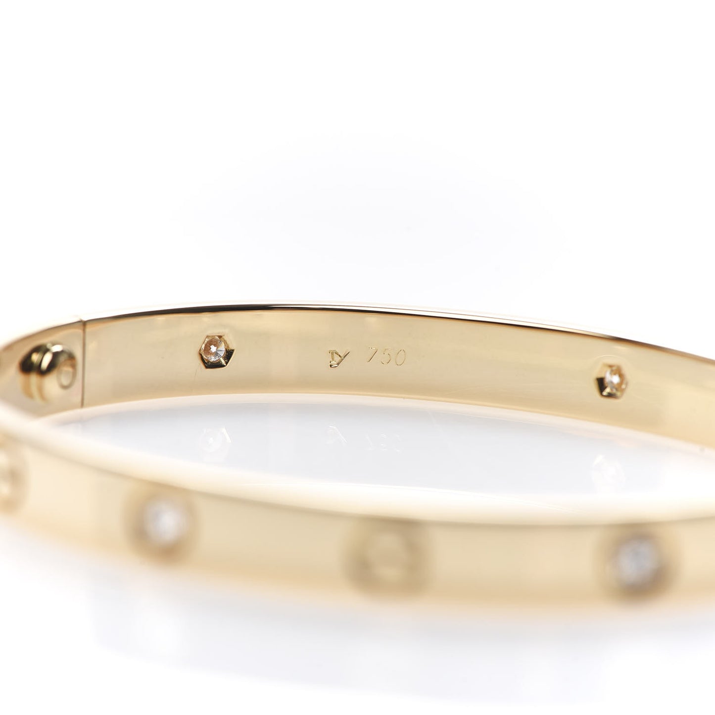 18K Yellow Gold 6 Diamond LOVE Bracelet 17