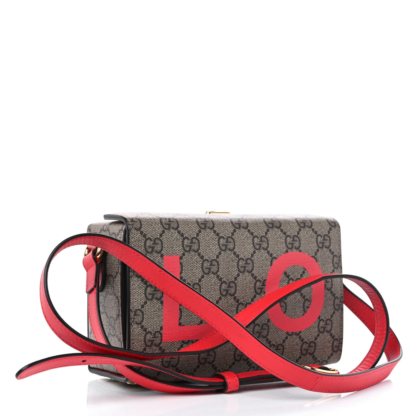 GG Supreme Monogram Moon Calfskin Love Valentines Day Padlock Case Beige Ebony New Geranium