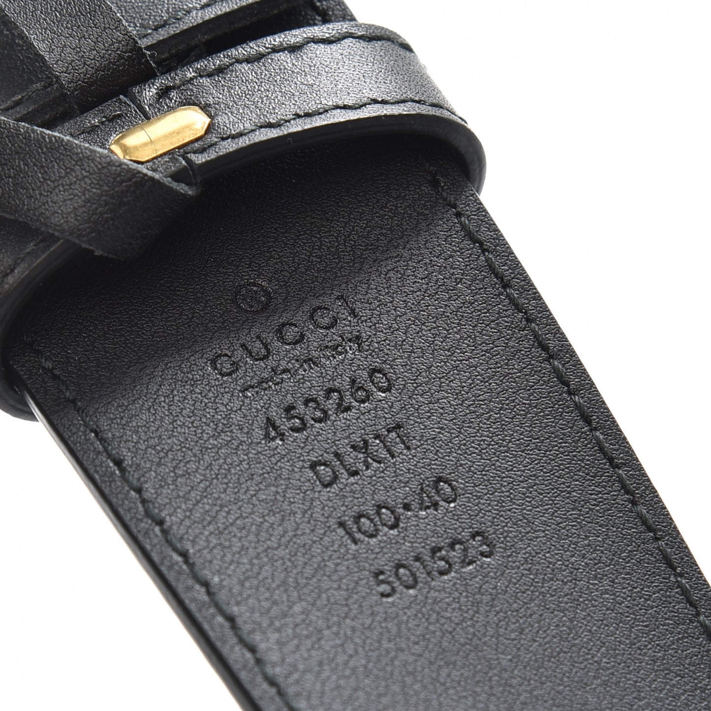 Moon Calfskin Pearl Double G 40mm Belt 110 44 Black Cream