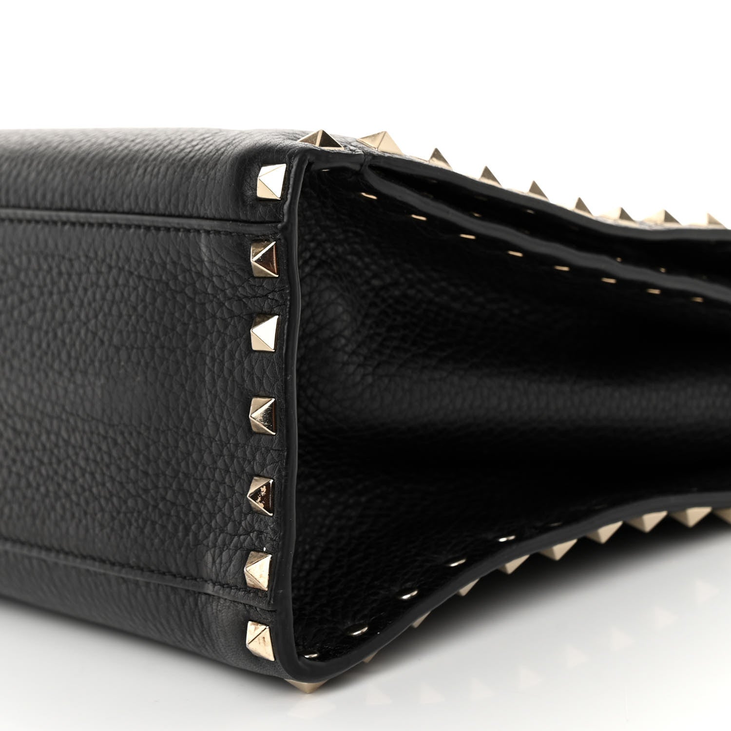 Valentino Garavani VALENTINO GARAVANI Grained Calfskin Rockstud Flip Lock Tote Black 9 of 11