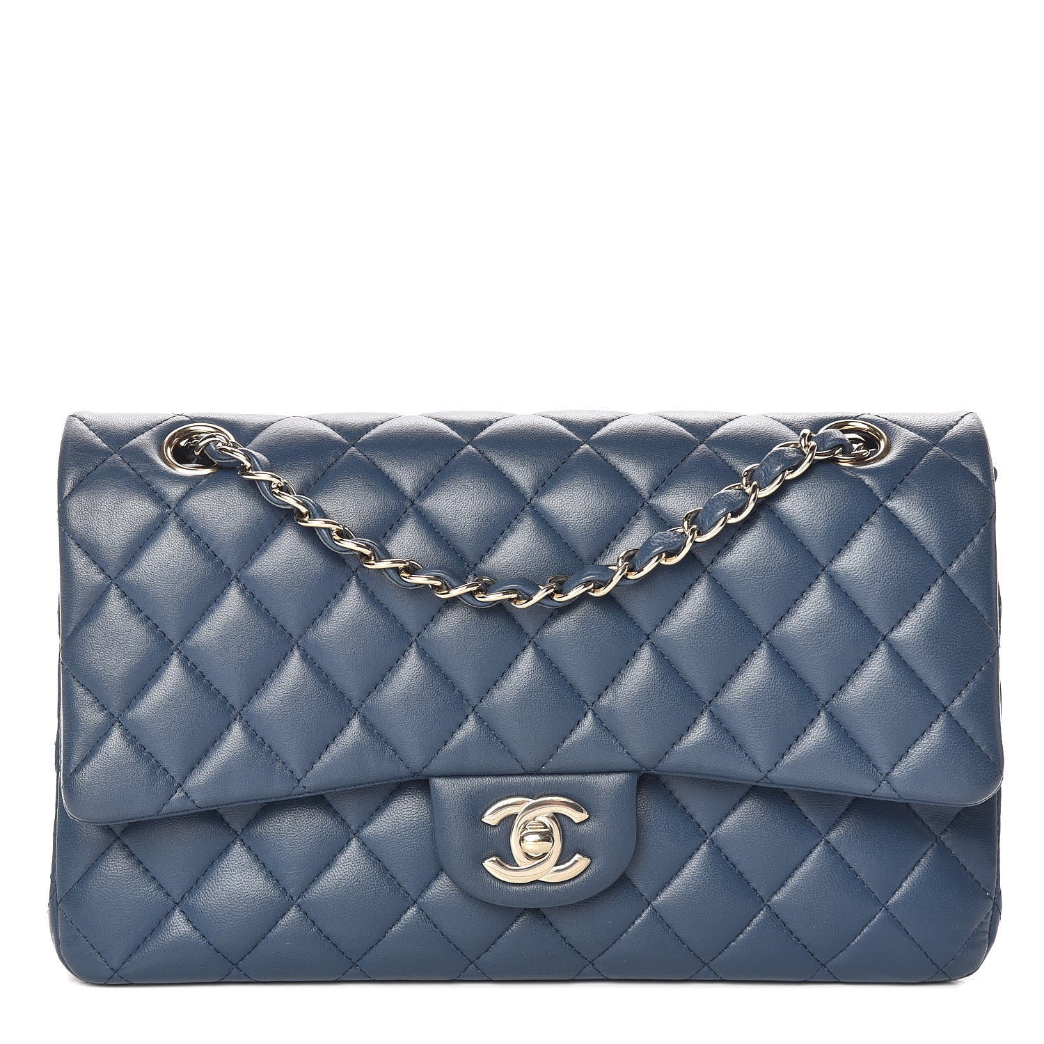Chanel Lambskin Quilted Medium Double Flap Blue 1 of 10