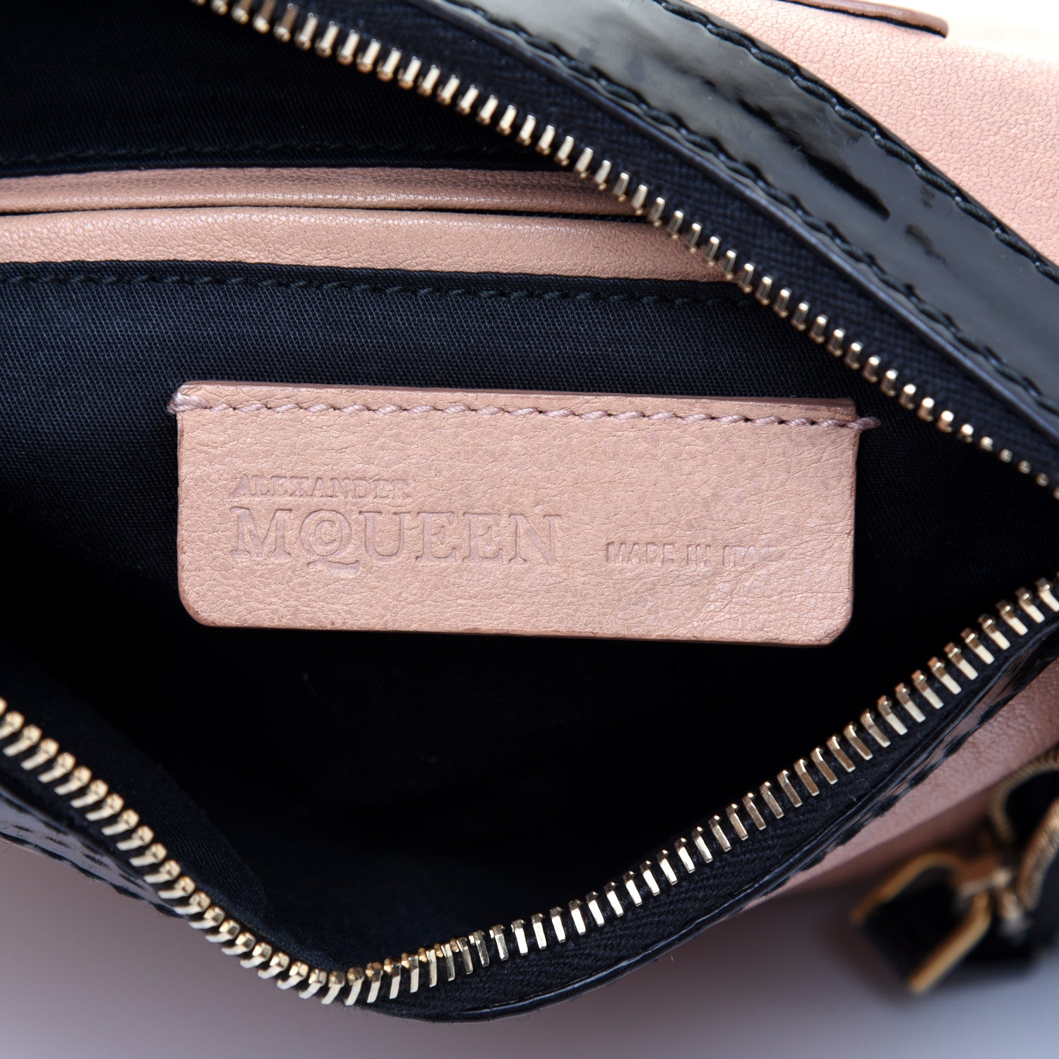 Alexander McQueen Lambskin Patent De Manta Clutch Pink Black 8 of 10