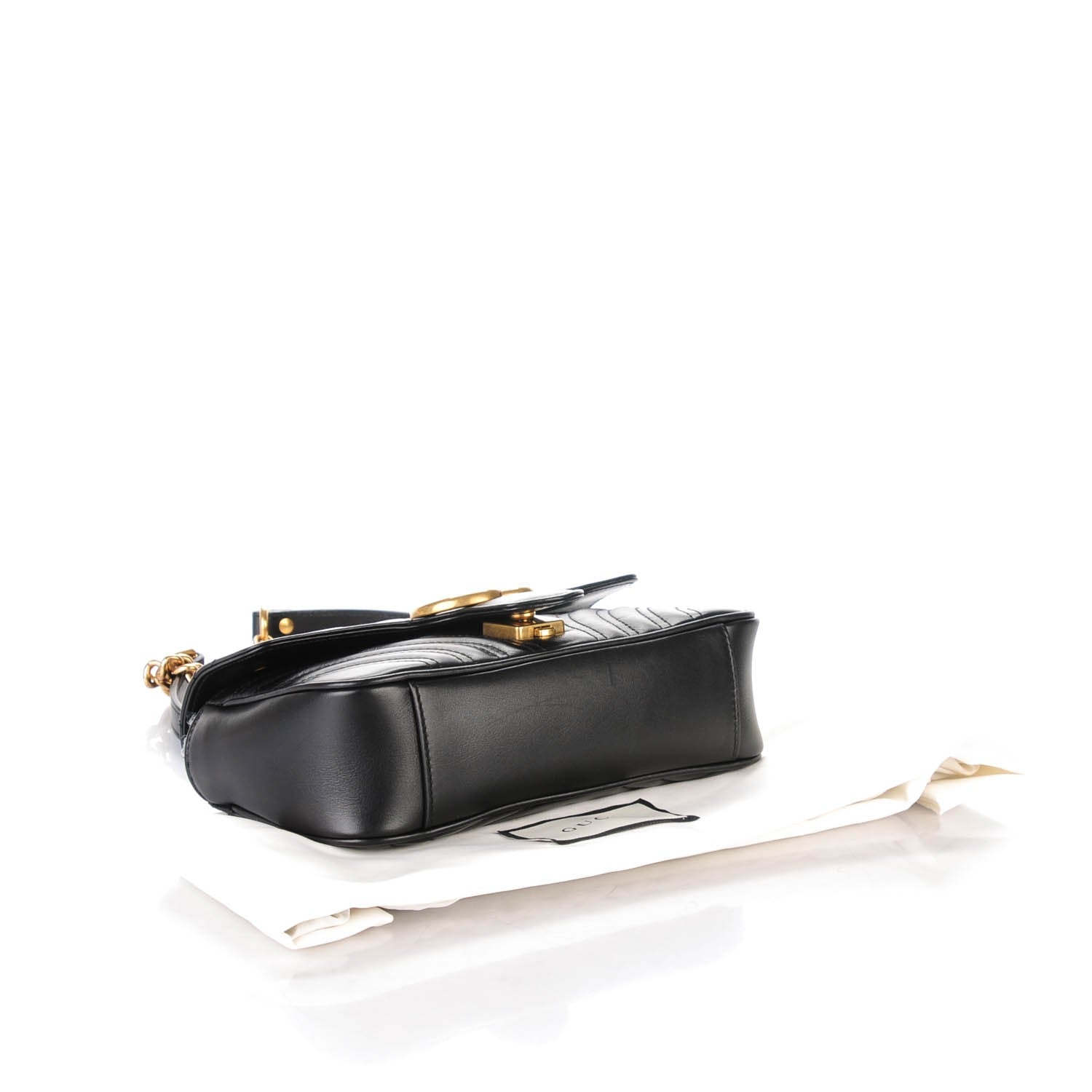 Gucci Calfskin Matelasse Mini GG Marmont Shoulder Bag Black 4 of 7