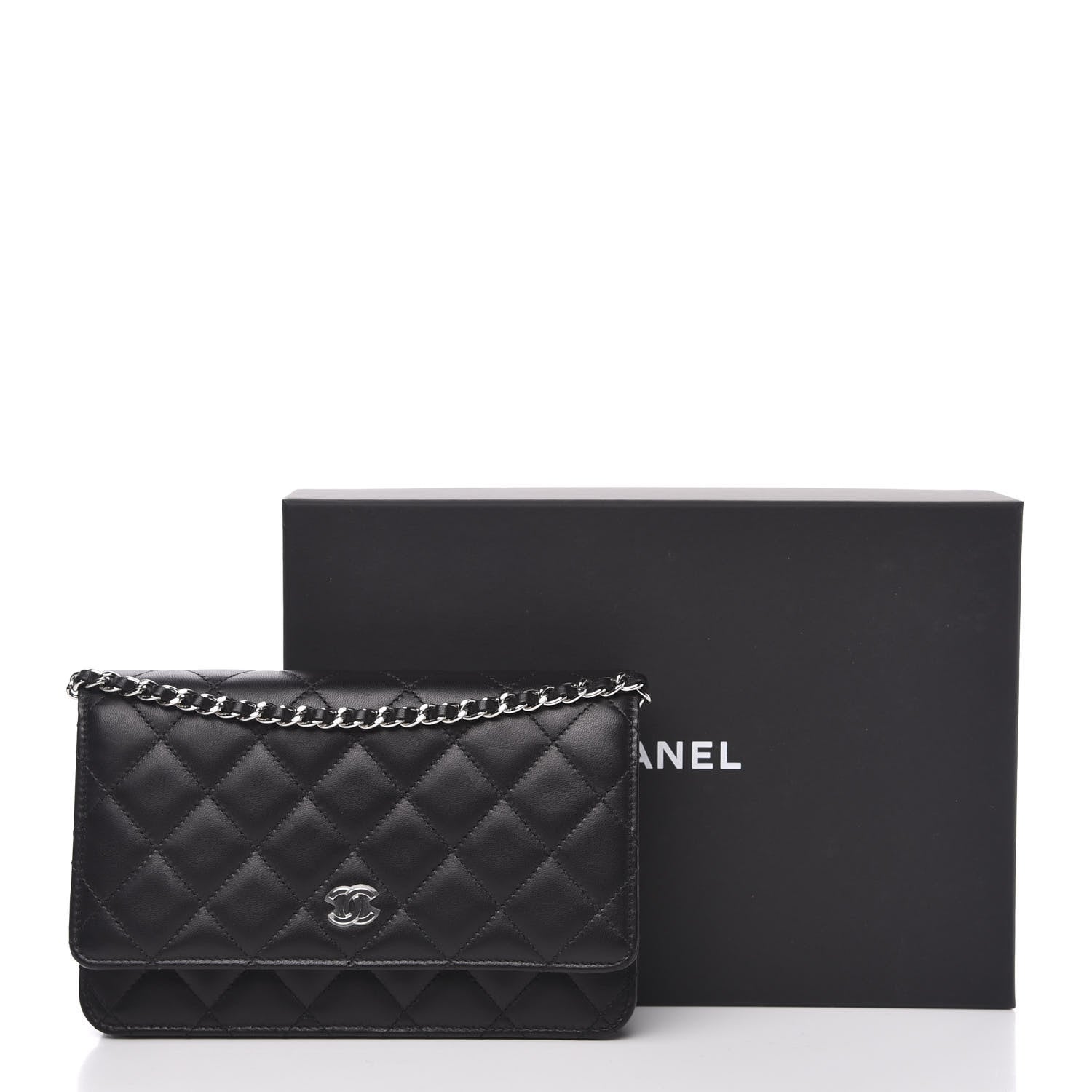 Chanel Lambskin Quilted Wallet On Chain WOC Black 11 of 11