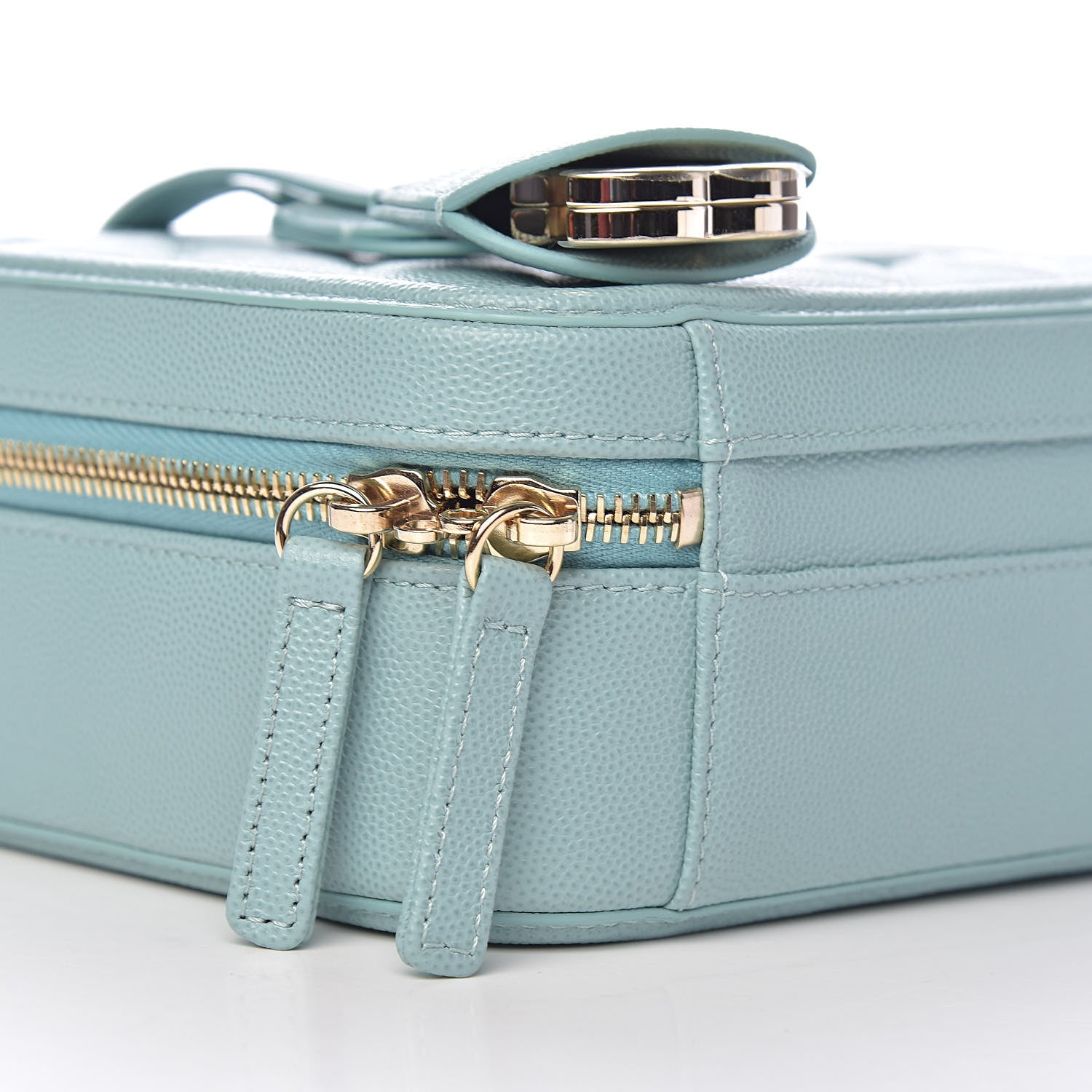 Chanel Caviar Quilted Medium CC Filigree Vanity Case Light Blue 8 of 10