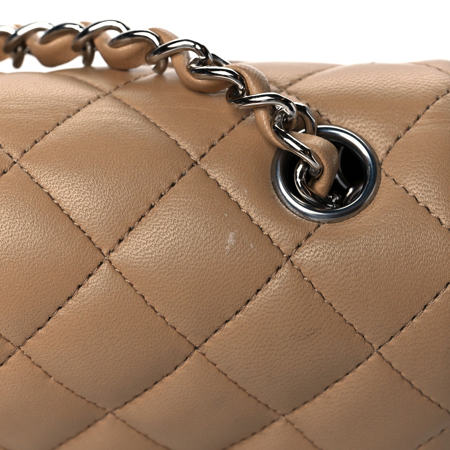 Lambskin Quilted Mini Rectangular Flap Beige