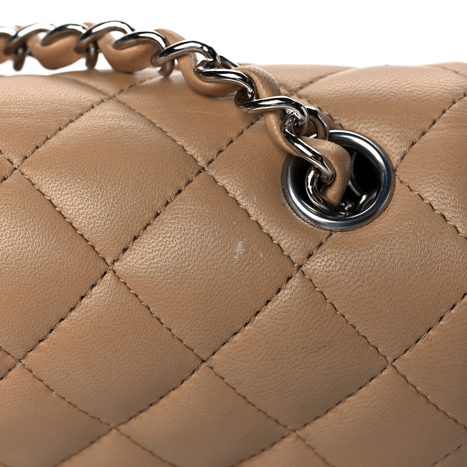 Chanel Lambskin Quilted Mini Rectangular Flap Beige 11 of 12