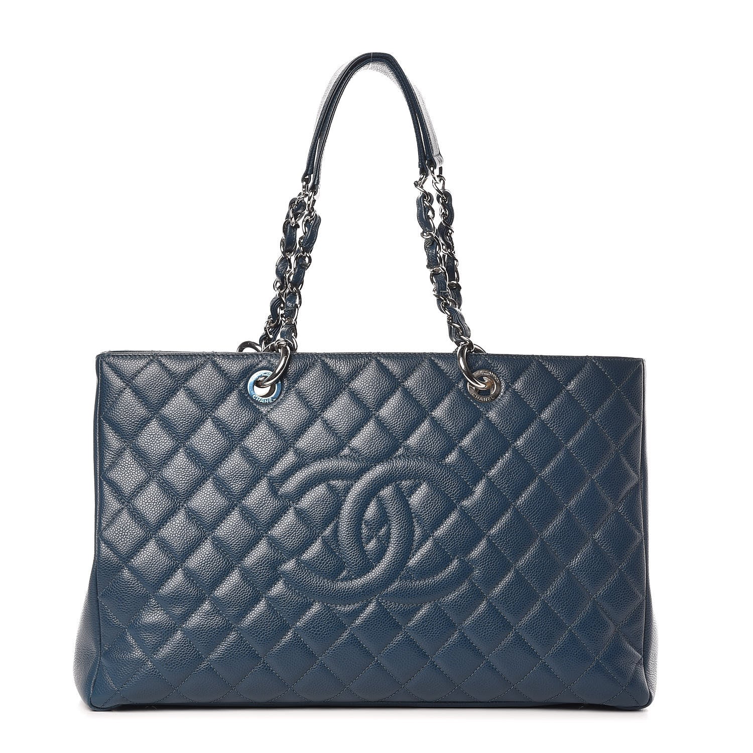 Chanel Caviar Quilted XL Grand Shopping Tote GST Navy Blue 1 of 15