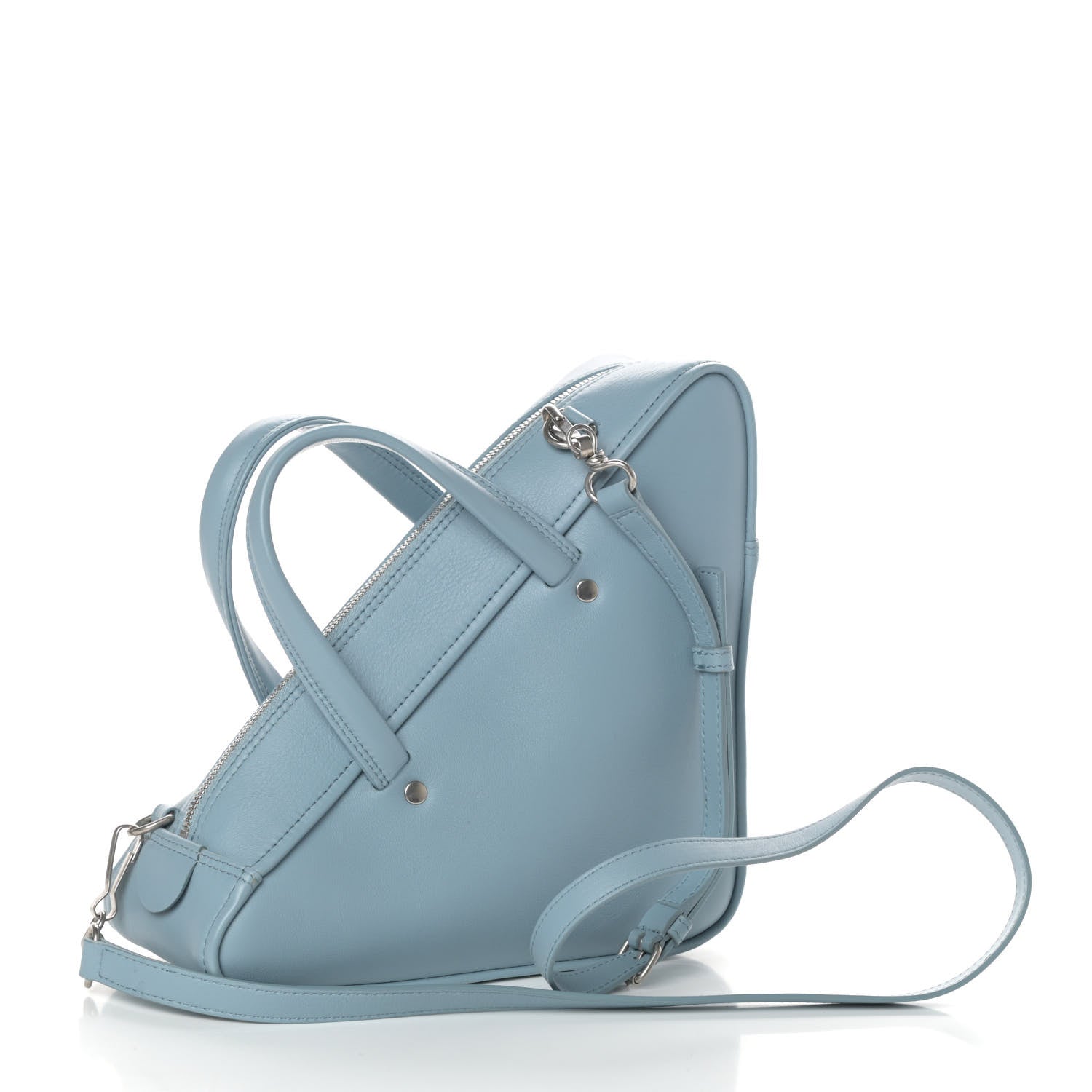 Balenciaga Shiny Day Calfskin Logo S Triangle Duffle Grey Blue White 3 of 9