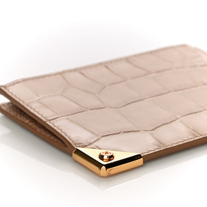 Alexander Wang Calfskin Crocodile Embossed Prisma Flat Pouch Almond Gold Hardware 8 of 10