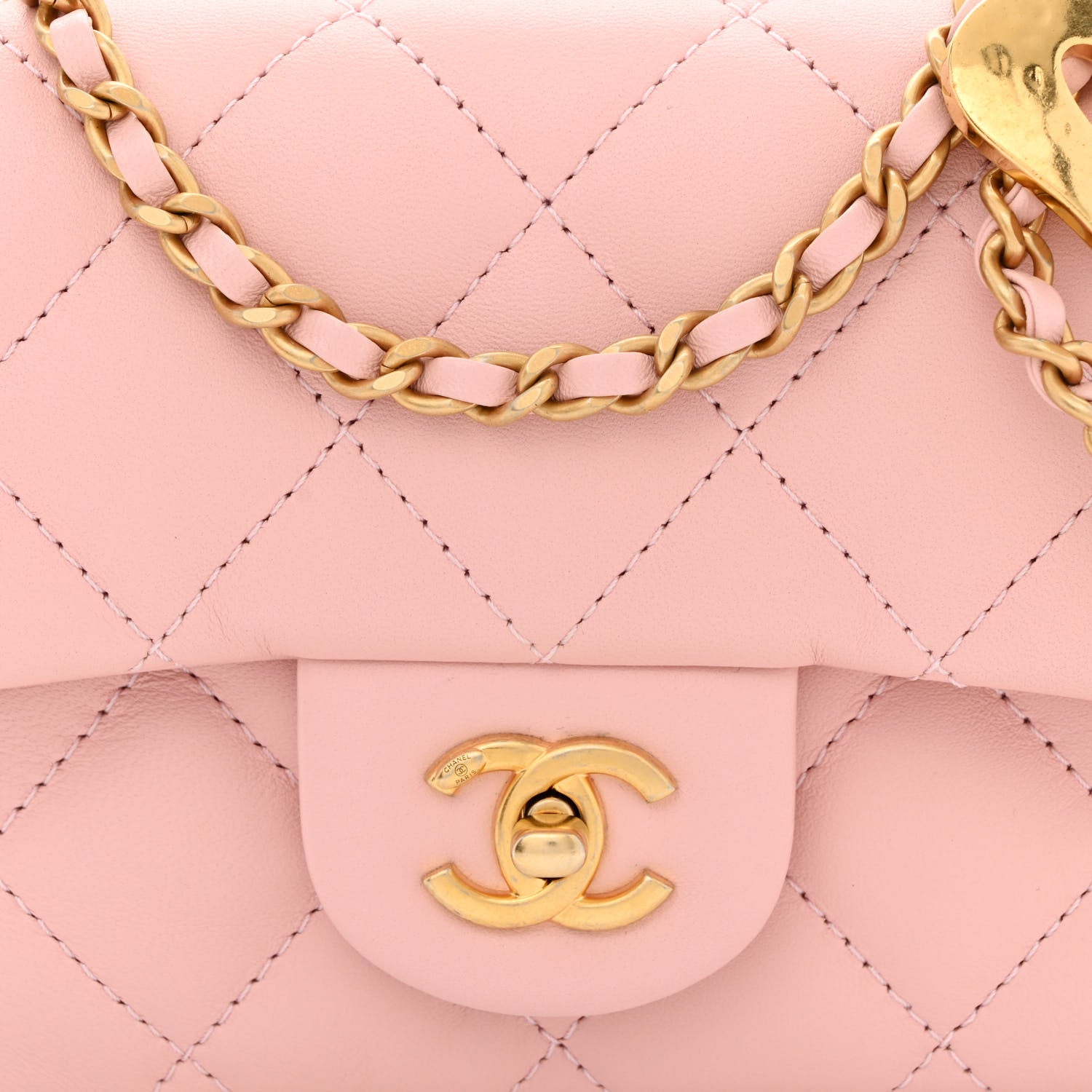 Chanel Lambskin Quilted Mini Heart Charms Flap Light Pink 8 of 10