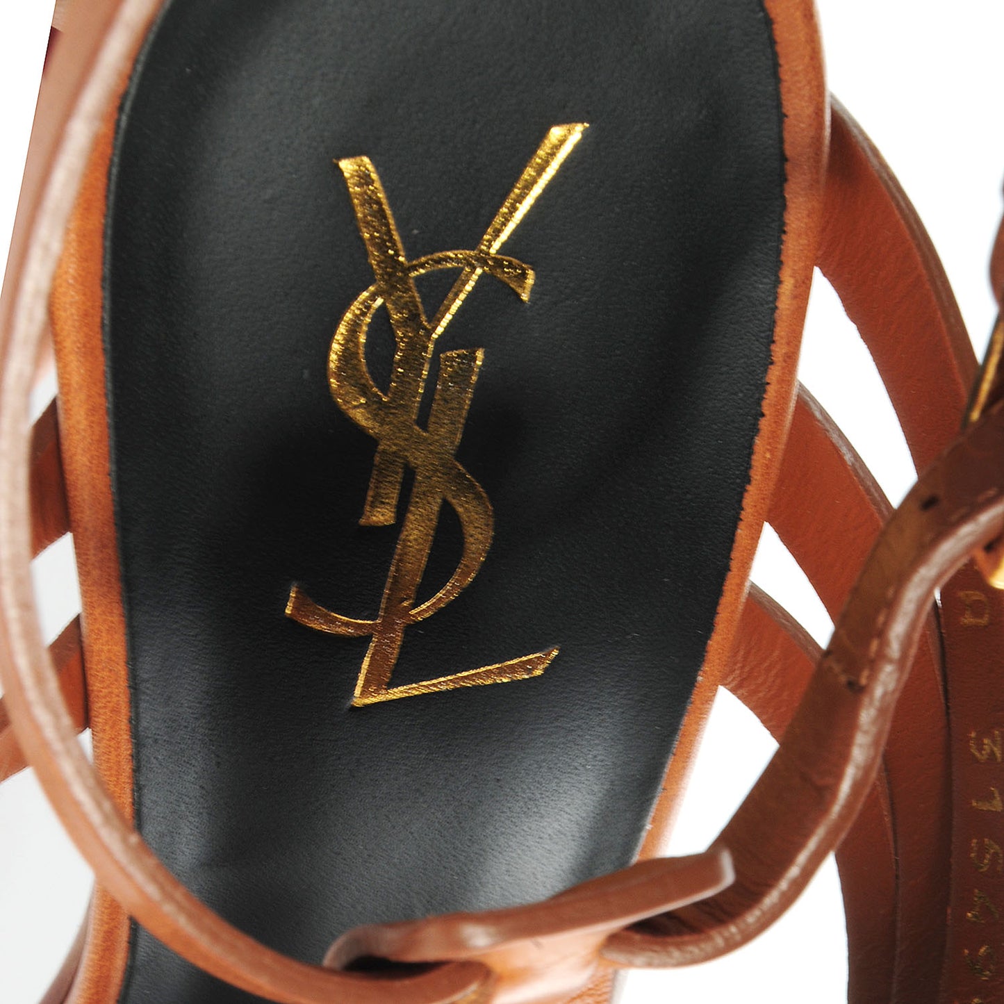 Calfskin Tribute 105 Platform Woodstock Sandals 39.5 Ambra