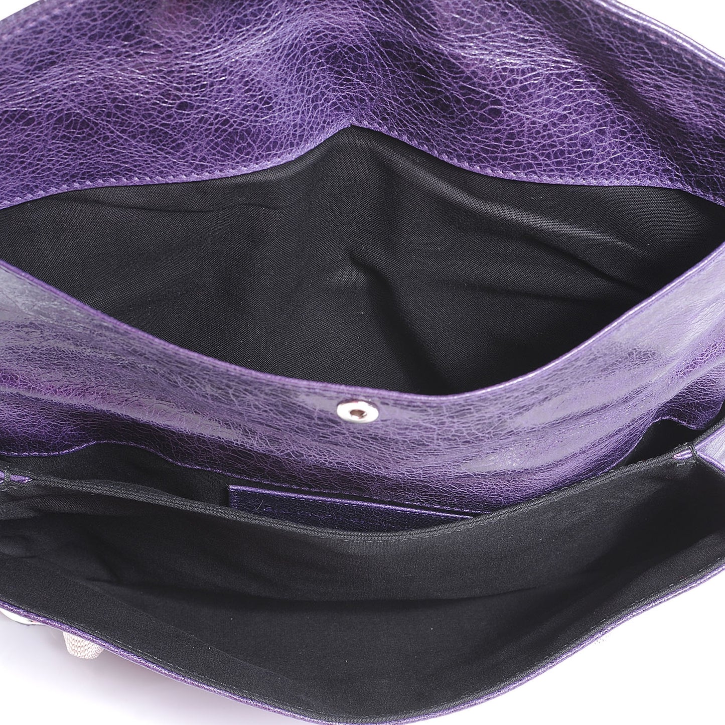 Agneau Giant Silver Hardware Envelope Clutch Dark Violet