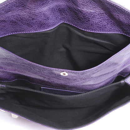 Balenciaga Agneau Giant Silver Hardware Envelope Clutch Dark Violet 5 of 7