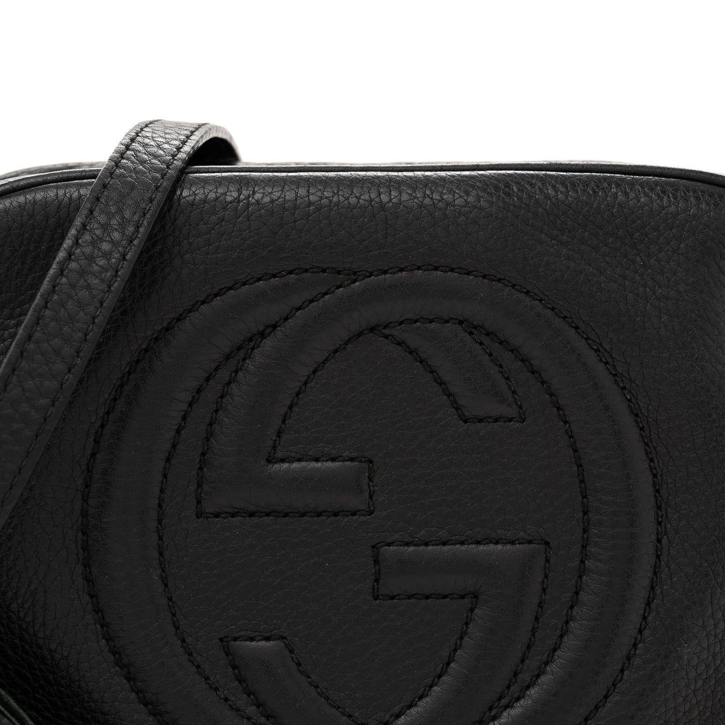 Pebbled Calfskin Small Soho Disco Bag Black