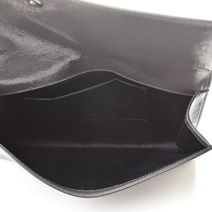 Saint Laurent Textured Patent Monogram Large Belle de Jour Clutch Grey 5 of 9