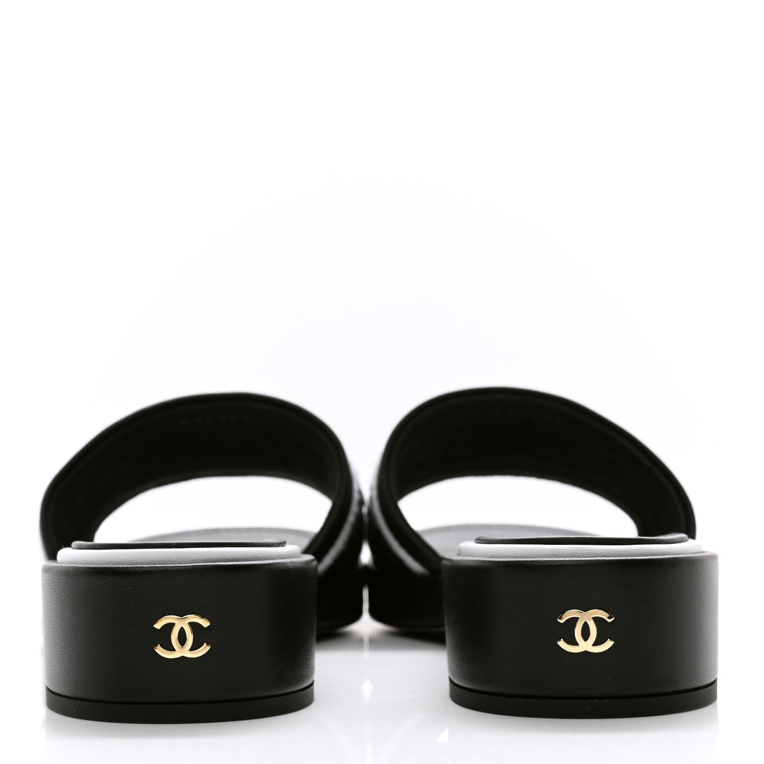 Chanel Lambskin Embroidered CC Mule Sandal 41 Black White 5 of 10