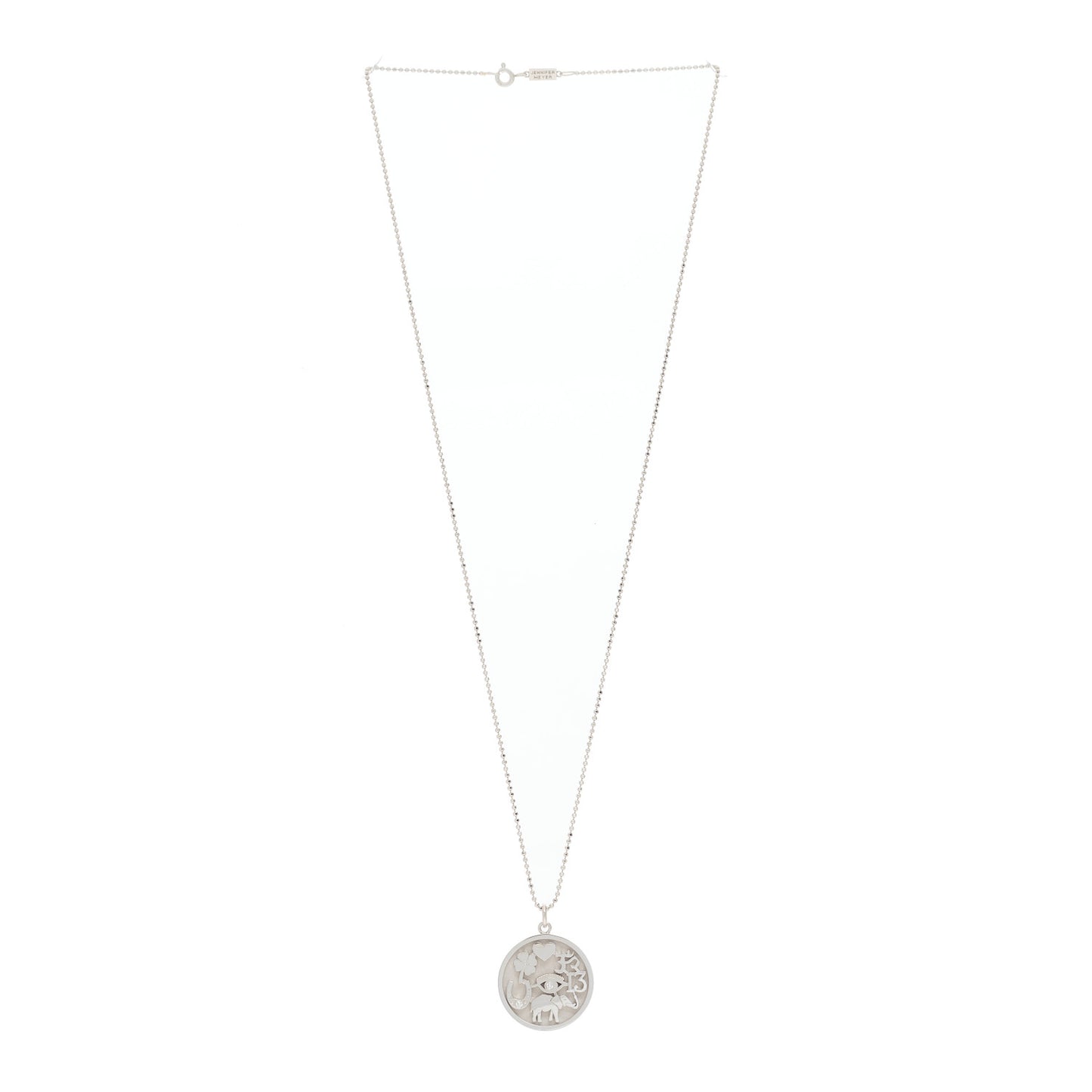 18K White Gold Diamond Good Luck Pendant Necklace