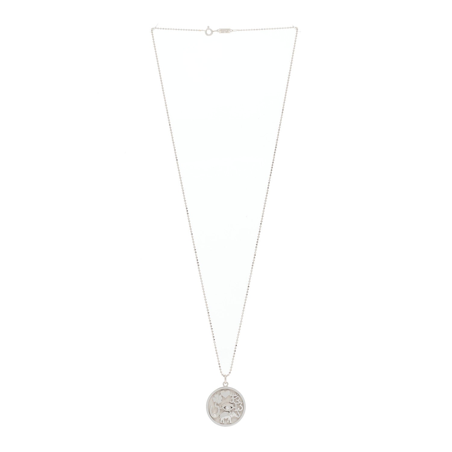 Jennifer Meyer 18K White Gold Diamond Good Luck Pendant Necklace 3 of 6